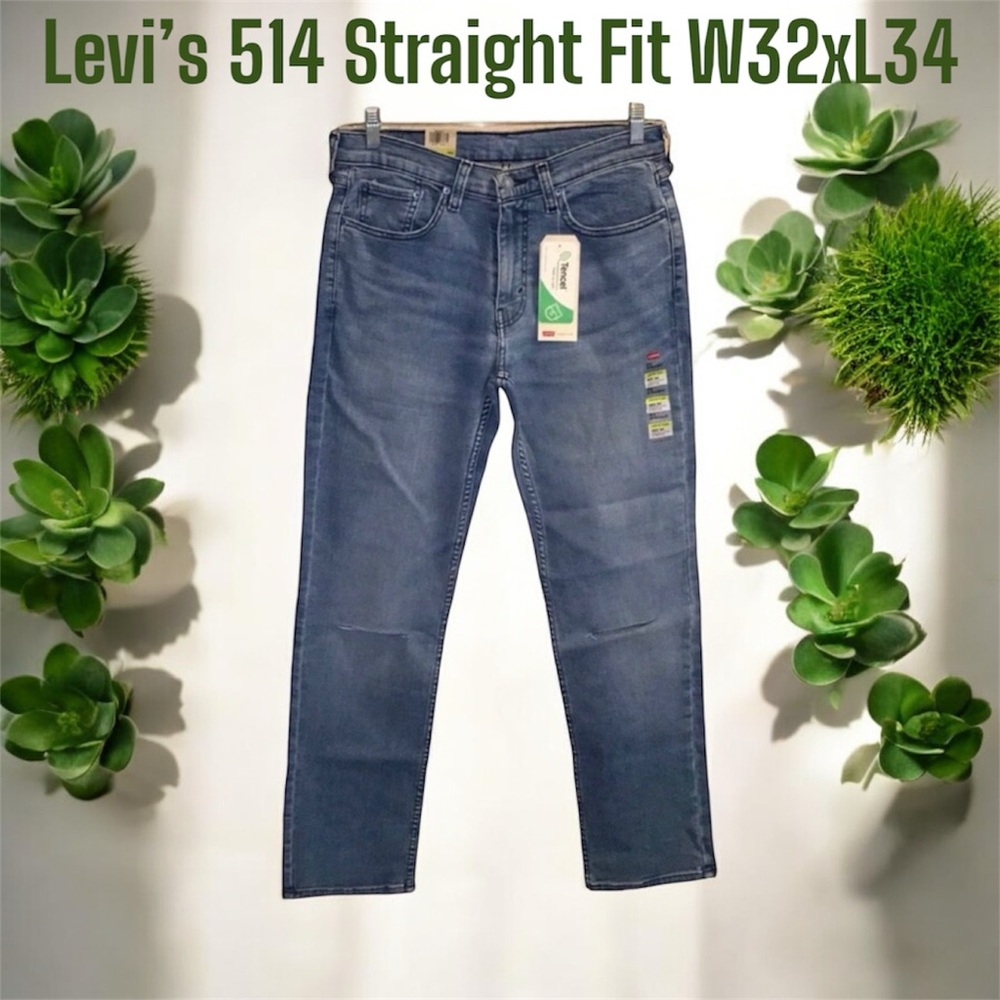 Mens Levi’s 514 Straight Fit Jeans Size W 32 x 34 L NWT